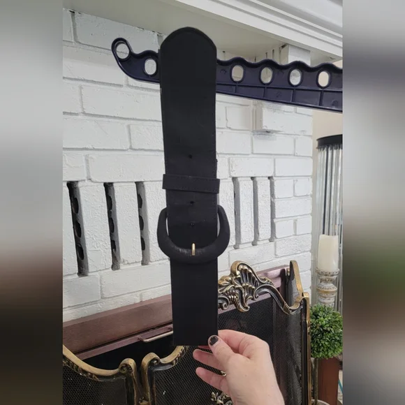 Vintage Black Belted Dress with Ruffle Collar - Picture 5 of 5